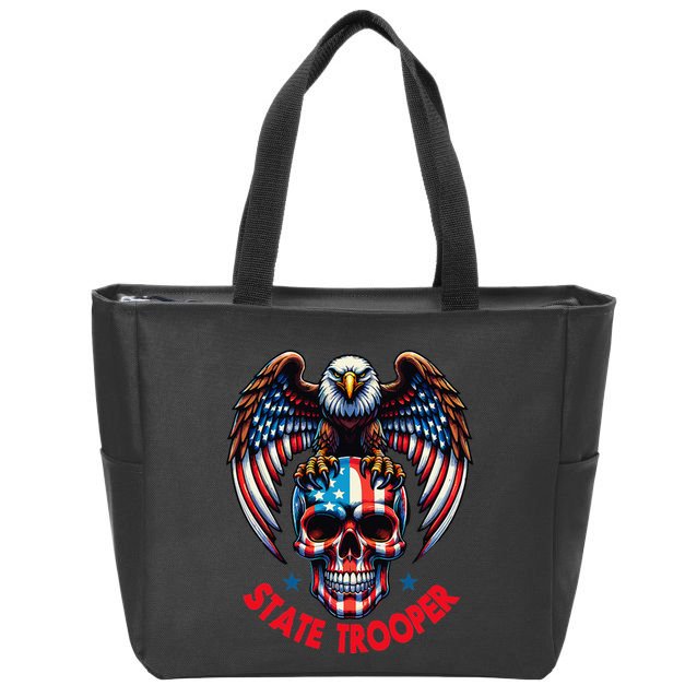 American Flag Usa Law Enforcement State Trooper Zip Tote Bag