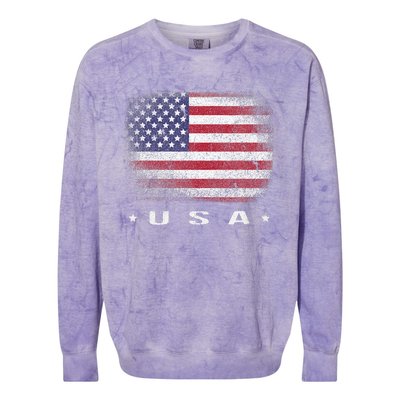 American Flag Usa July Colorblast Crewneck Sweatshirt