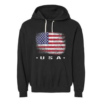 American Flag Usa July Garment-Dyed Fleece Hoodie