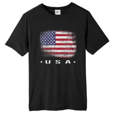 American Flag Usa July Tall Fusion ChromaSoft Performance T-Shirt