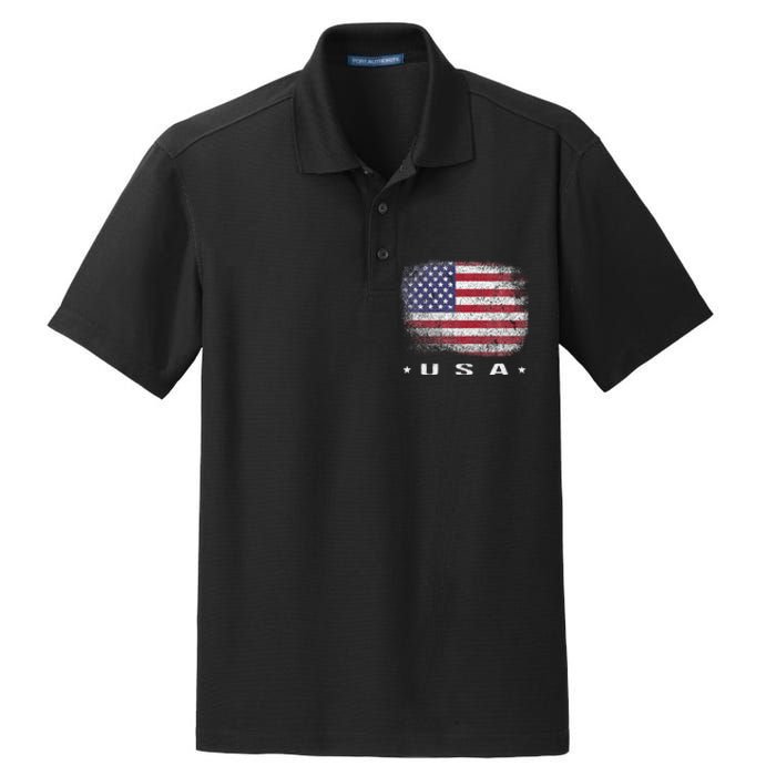 American Flag Usa July Dry Zone Grid Polo