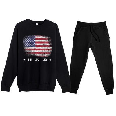 American Flag Usa July Premium Crewneck Sweatsuit Set