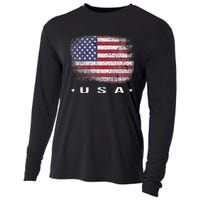 American Flag Usa July Cooling Performance Long Sleeve Crew