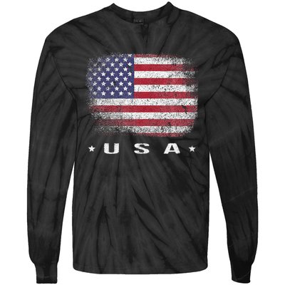 American Flag Usa July Tie-Dye Long Sleeve Shirt