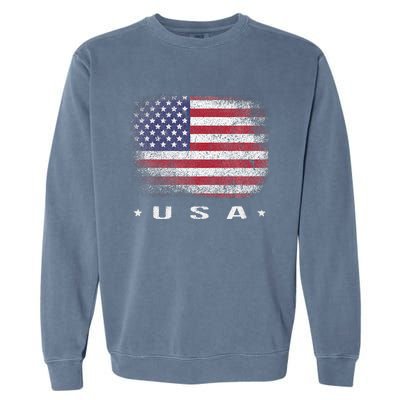 American Flag Usa July Garment-Dyed Sweatshirt