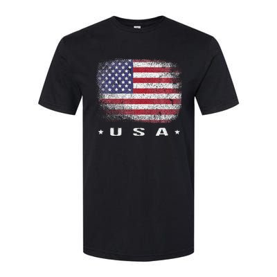 American Flag Usa July Softstyle CVC T-Shirt