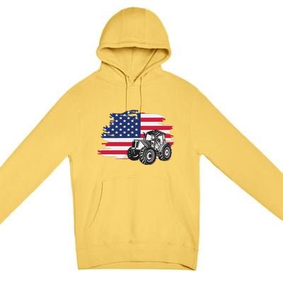 American Farmer US Flag Farmer Farming Gift Premium Pullover Hoodie