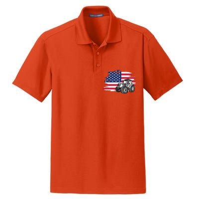 American Farmer US Flag Farmer Farming Gift Dry Zone Grid Polo