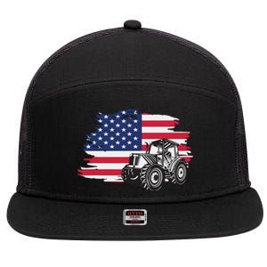 American Farmer US Flag Farmer Farming Gift 7 Panel Mesh Trucker Snapback Hat