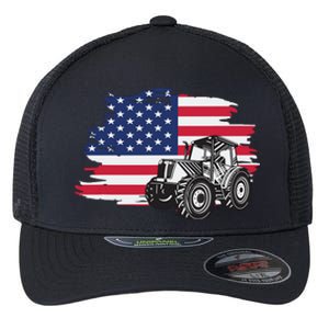 American Farmer US Flag Farmer Farming Gift Flexfit Unipanel Trucker Cap