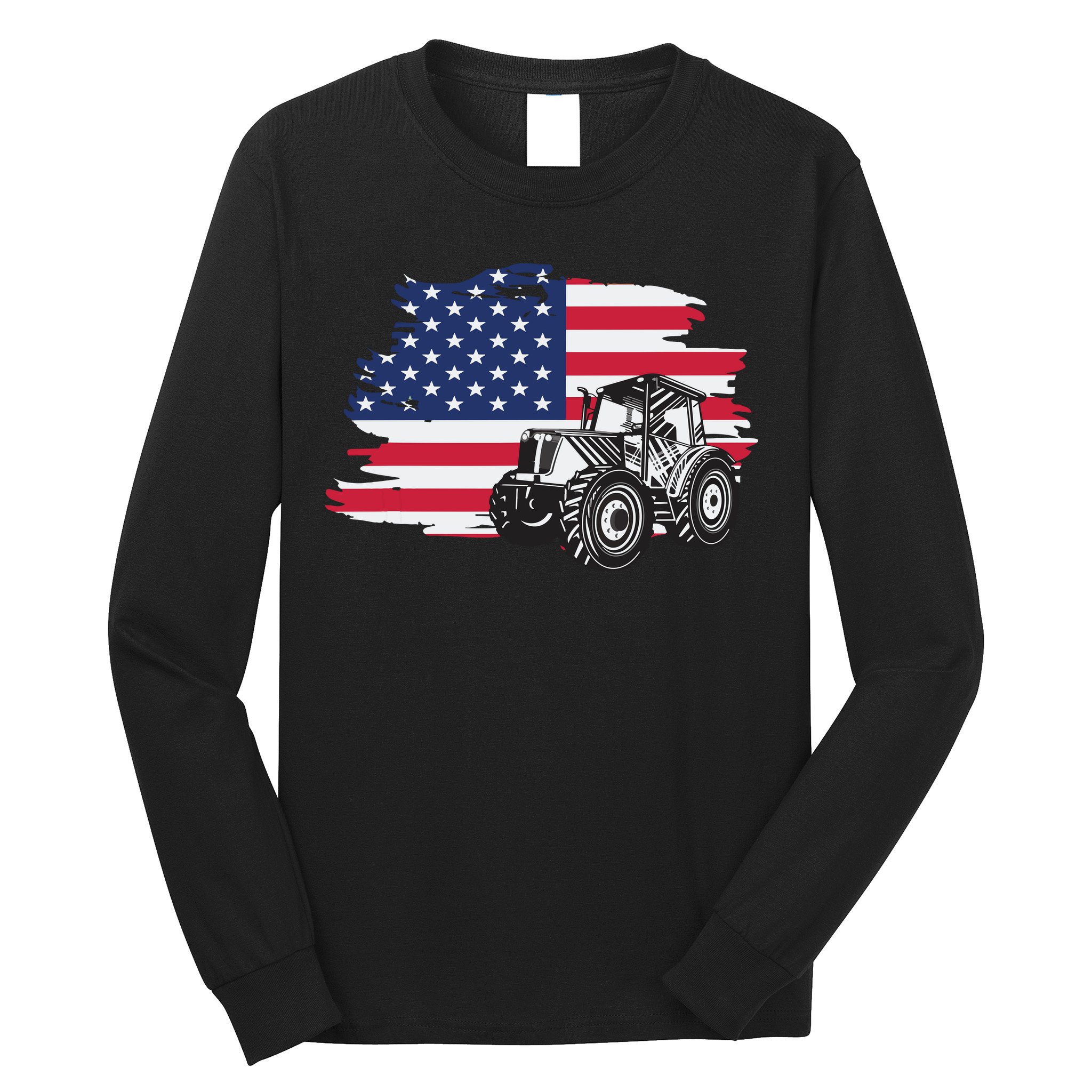American Farmer US Flag Farmer Farming Gift Long Sleeve Shirt