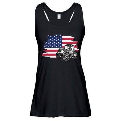 American Farmer US Flag Farmer Farming Gift Ladies Essential Flowy Tank