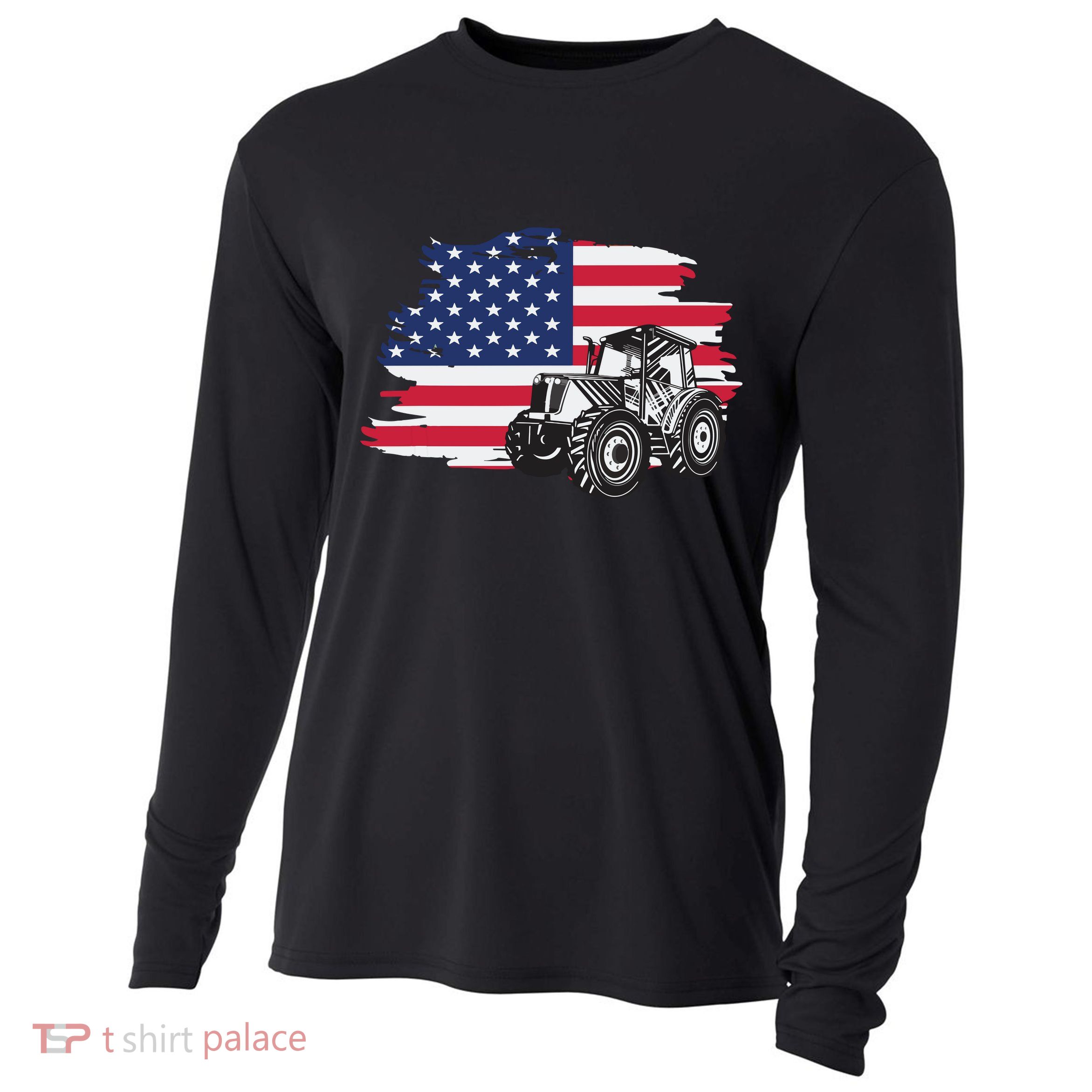 American Farmer US Flag Farmer Farming Gift Cooling Performance Long Sleeve Crew