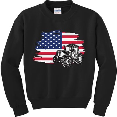 American Farmer US Flag Farmer Farming Gift Kids Sweatshirt
