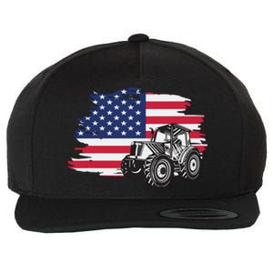 American Farmer US Flag Farmer Farming Gift Wool Snapback Cap