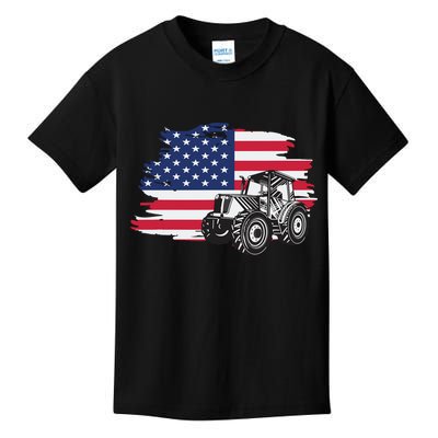 American Farmer US Flag Farmer Farming Gift Kids T-Shirt