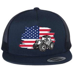 American Farmer US Flag Farmer Farming Gift Flat Bill Trucker Hat