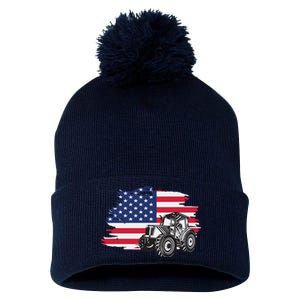 American Farmer US Flag Farmer Farming Gift Pom Pom 12in Knit Beanie