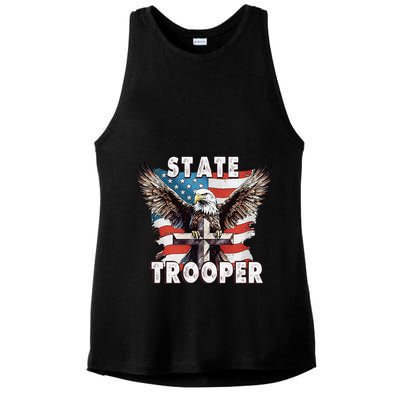 American Flag Usa Law Enforcement State Trooper Ladies PosiCharge Tri-Blend Wicking Tank