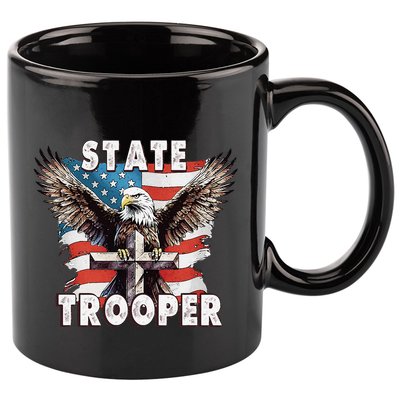 American Flag Usa Law Enforcement State Trooper 11oz C Handle Ceramic Mug