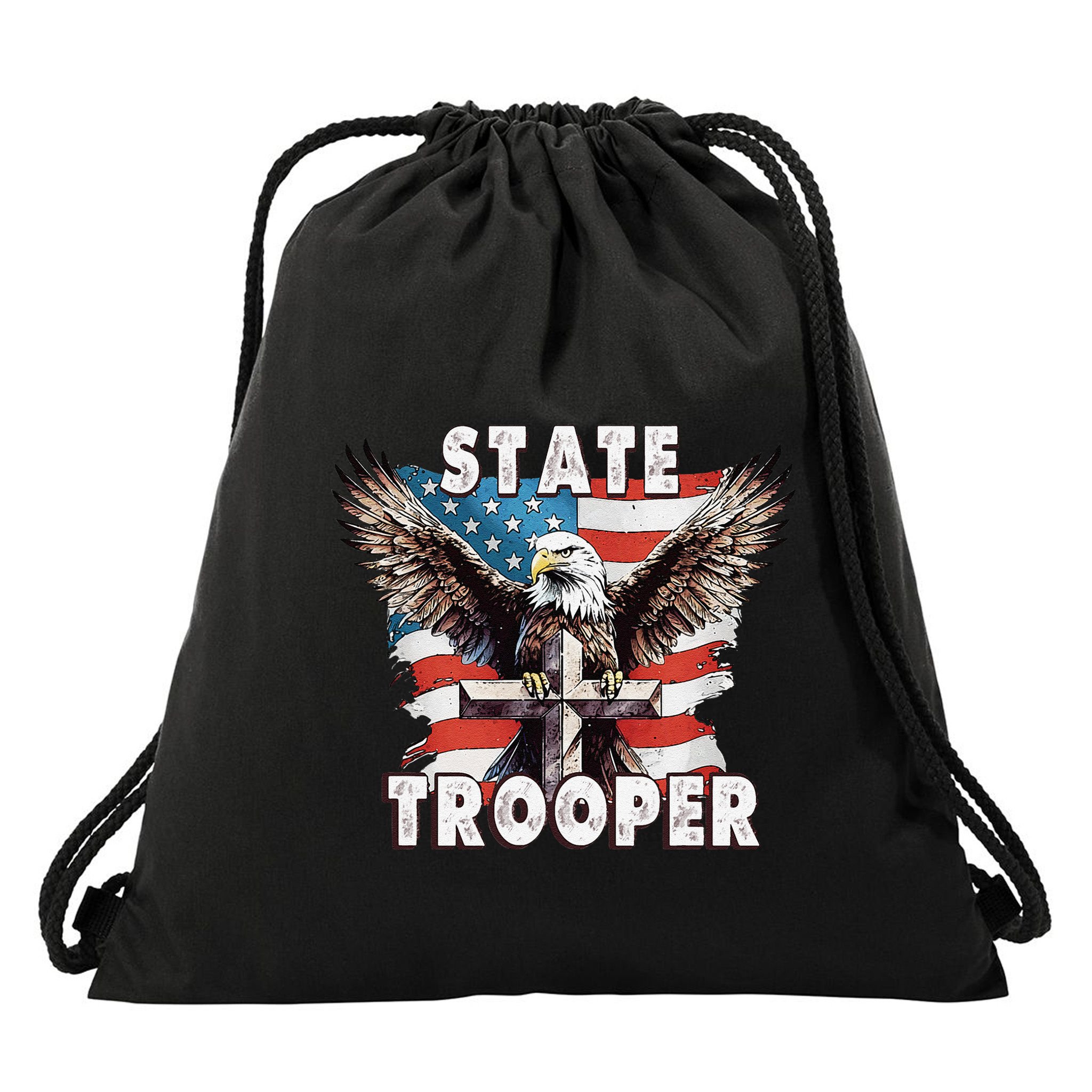 American Flag Usa Law Enforcement State Trooper Drawstring Bag