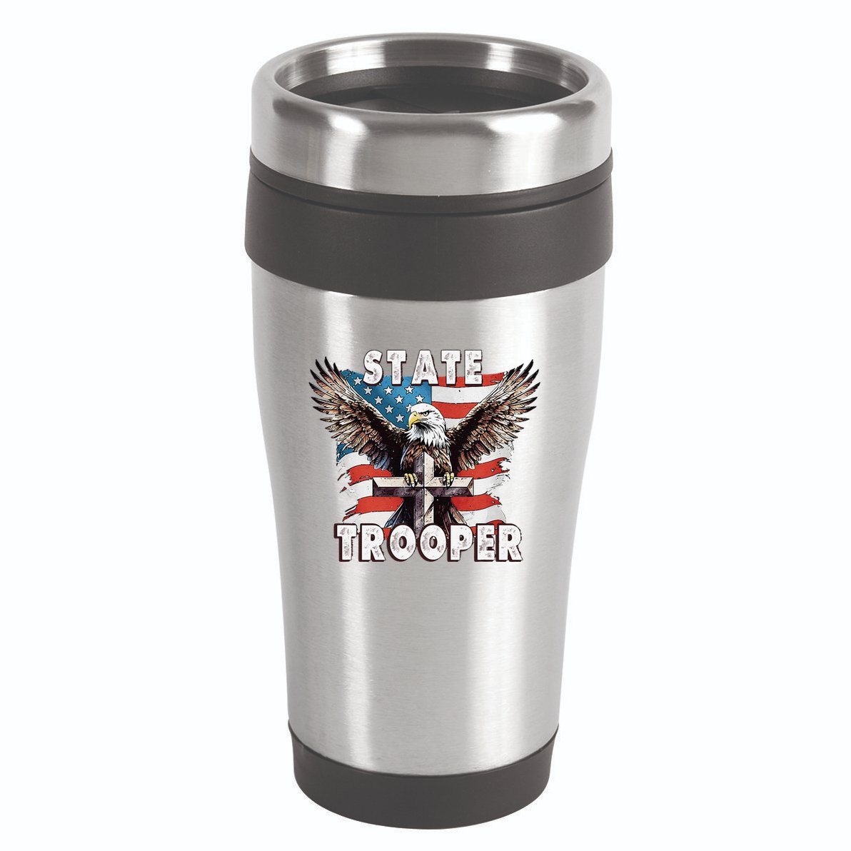 American Flag Usa Law Enforcement State Trooper 16oz Travel Tumbler