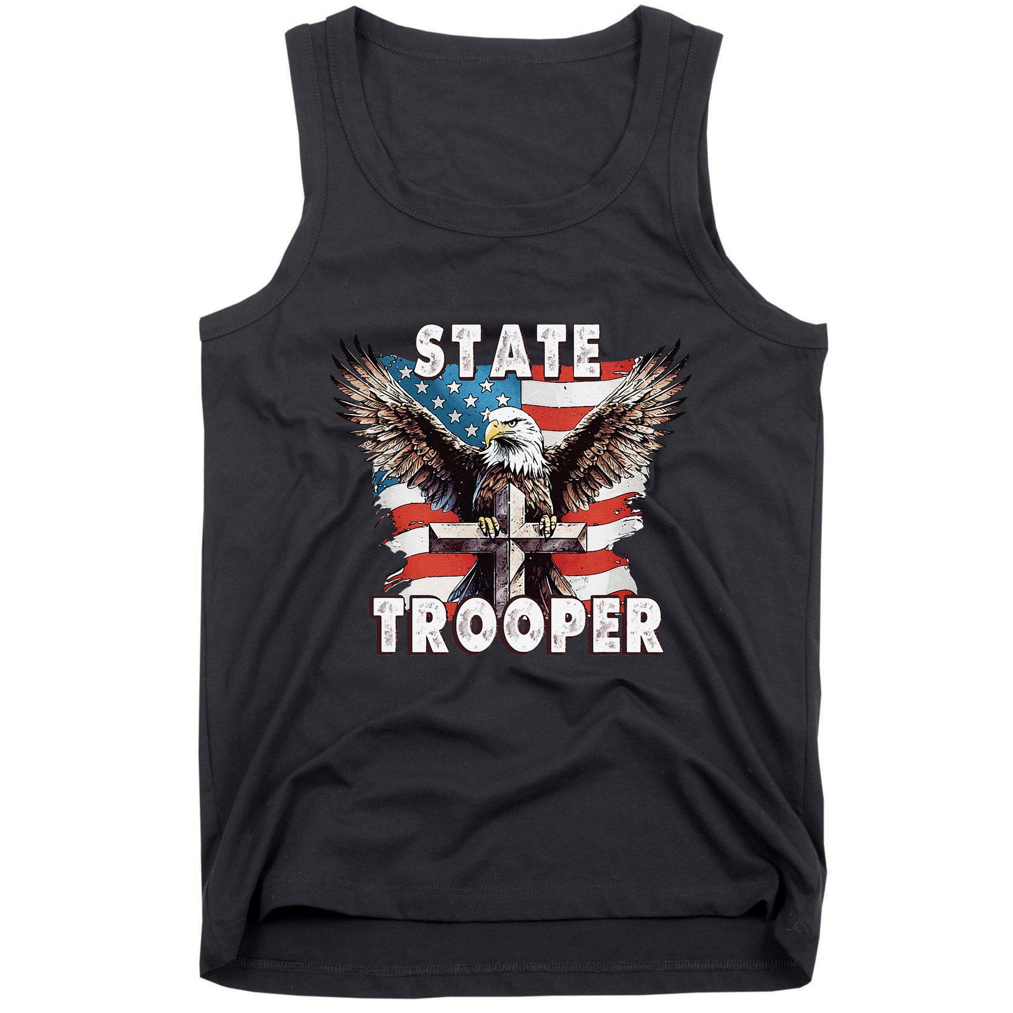 American Flag Usa Law Enforcement State Trooper Tank Top