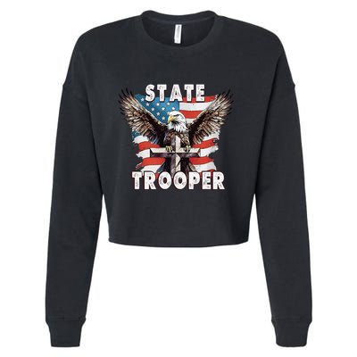 American Flag Usa Law Enforcement State Trooper Cropped Pullover Crew
