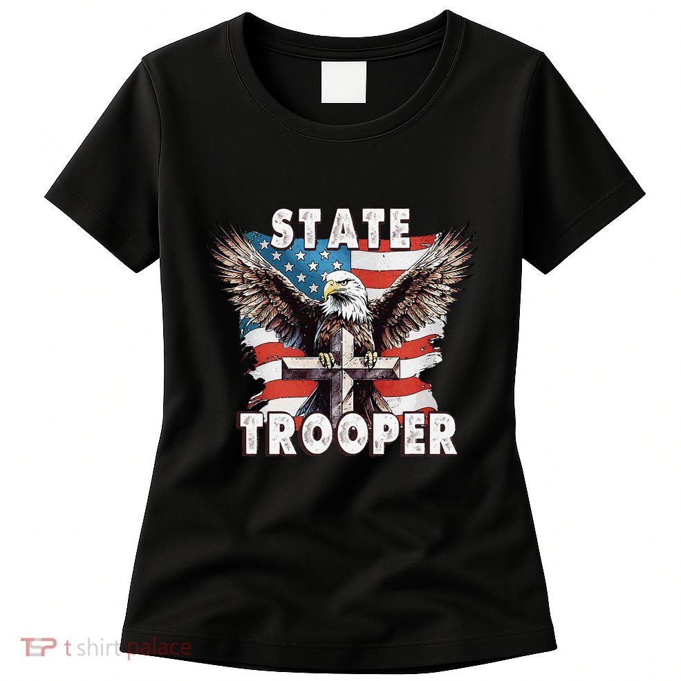American Flag Usa Law Enforcement State Trooper Women's T-Shirt