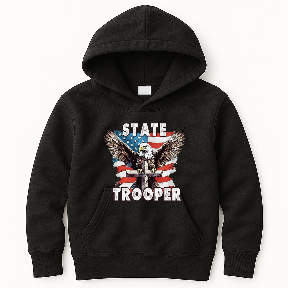 American Flag Usa Law Enforcement State Trooper Kids Hoodie