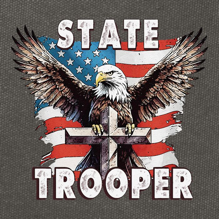 American Flag Usa Law Enforcement State Trooper Cotton Canvas Backpack