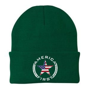 America First Usa Flag American Star Roundel Patriot Knit Cap Winter Beanie