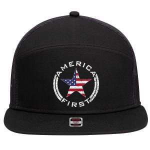 America First Usa Flag American Star Roundel Patriot 7 Panel Mesh Trucker Snapback Hat