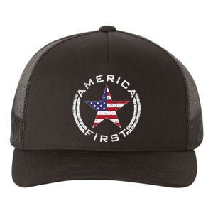 America First Usa Flag American Star Roundel Patriot Yupoong Adult 5-Panel Trucker Hat