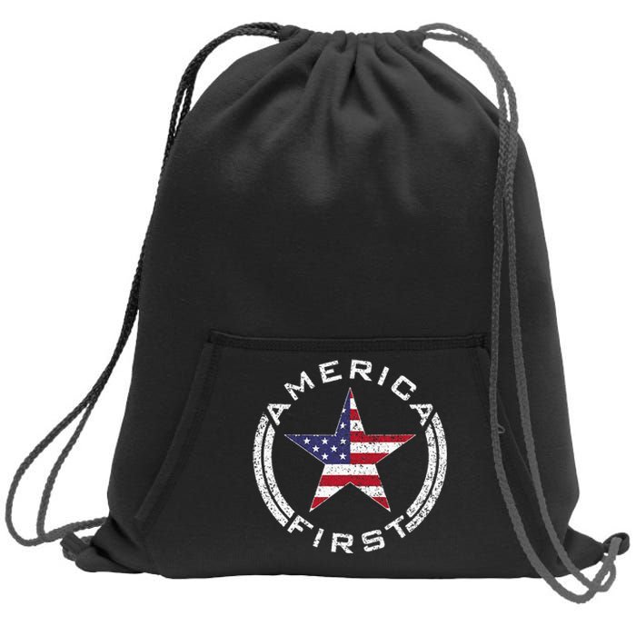 America First Usa Flag American Star Roundel Patriot Sweatshirt Cinch Pack Bag