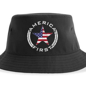 America First Usa Flag American Star Roundel Patriot Sustainable Bucket Hat