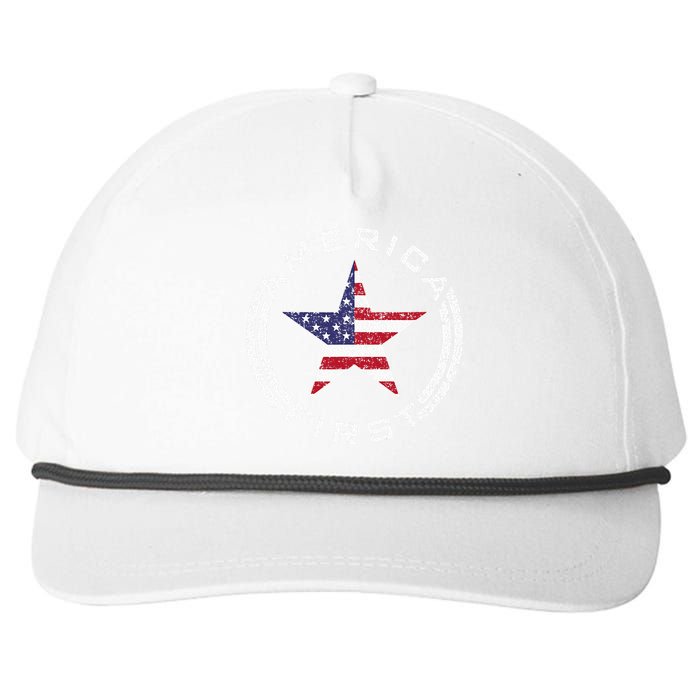 America First Usa Flag American Star Roundel Patriot Snapback Five-Panel Rope Hat