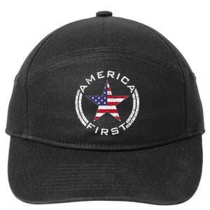 America First Usa Flag American Star Roundel Patriot 7-Panel Snapback Hat