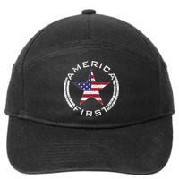 America First Usa Flag American Star Roundel Patriot 7-Panel Snapback Hat