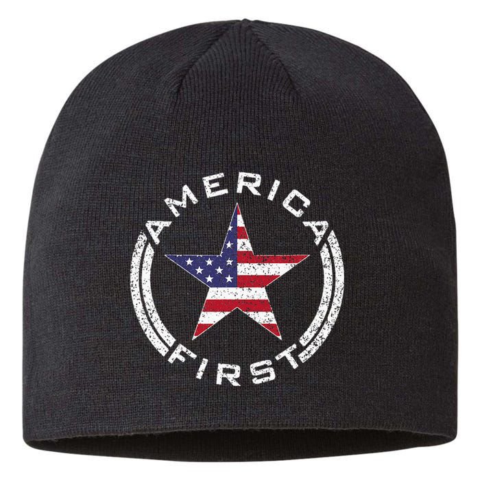 America First Usa Flag American Star Roundel Patriot Sustainable Beanie