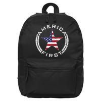 America First Usa Flag American Star Roundel Patriot 16 in Basic Backpack