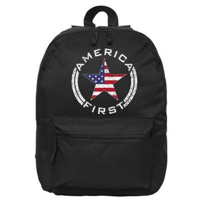 America First Usa Flag American Star Roundel Patriot 16 in Basic Backpack