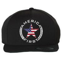 America First Usa Flag American Star Roundel Patriot Wool Snapback Cap