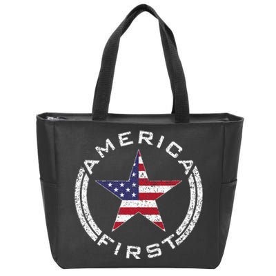 America First Usa Flag American Star Roundel Patriot Zip Tote Bag