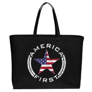 America First Usa Flag American Star Roundel Patriot Cotton Canvas Jumbo Tote