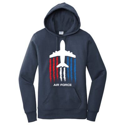 Air Force US Veterans American Flag 4th Of July Patriotic Women's Pullover Hoodie