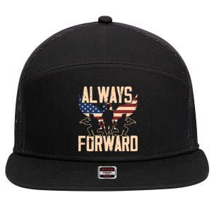 Always Forward Usa America Military Soldier Veteran Gift 7 Panel Mesh Trucker Snapback Hat