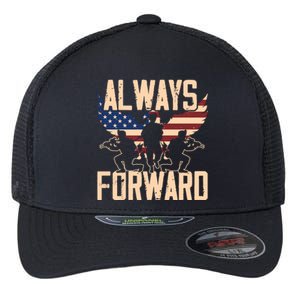 Always Forward Usa America Military Soldier Veteran Gift Flexfit Unipanel Trucker Cap