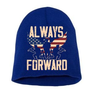 Always Forward Usa America Military Soldier Veteran Gift Short Acrylic Beanie