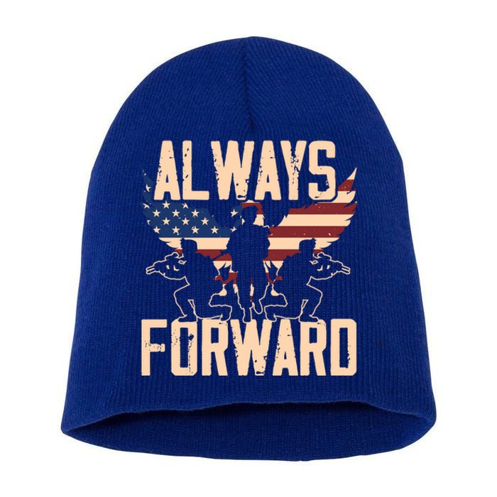 Always Forward Usa America Military Soldier Veteran Gift Short Acrylic Beanie